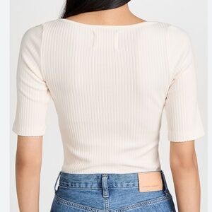 Citizens of humanity white‎ ribbed scoop neck top